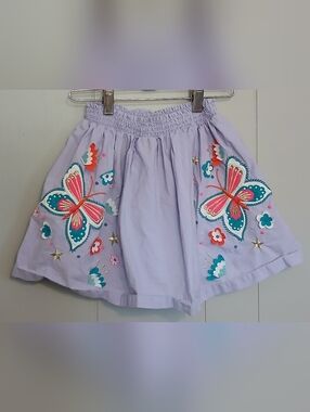 Mini Boden Girls 9/10 Purple Butterfly Floral Skirt